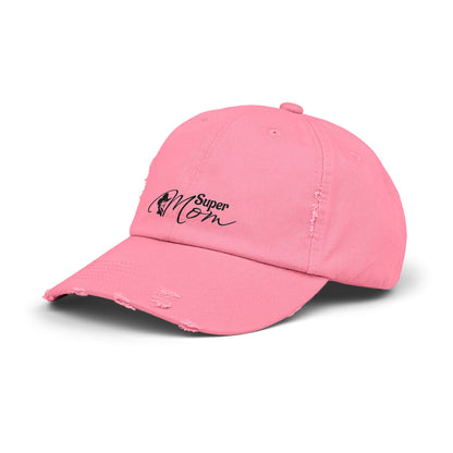 Super Mom Unisex Distressed Cap, Casual Hat for Moms, Gift for Mother's Day, Everyday Wear, Relaxed Style