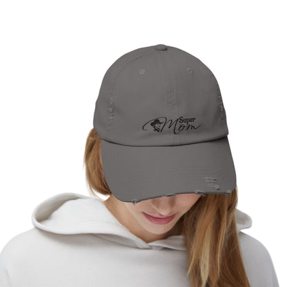 Super Mom Unisex Distressed Cap, Casual Hat for Moms, Gift for Mother's Day, Everyday Wear, Relaxed Style