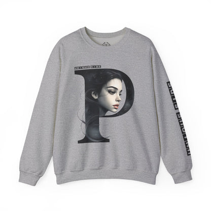 Letter P, Stylish Artistic Sweatshirt, Trendy Crewneck, Graphic Sweater, Cozy Unisex Top, Unique Gift for Art Lovers, Everyday Comfort