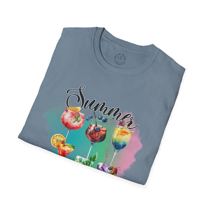Summer Colors Cocktail T-Shirt, Unisex Tee, Fun Summer Wear, Gift for Cocktails Lovers, Beach Party Shirt, Vacation Top