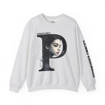 Letter P, Stylish Artistic Sweatshirt, Trendy Crewneck, Graphic Sweater, Cozy Unisex Top, Unique Gift for Art Lovers, Everyday Comfort