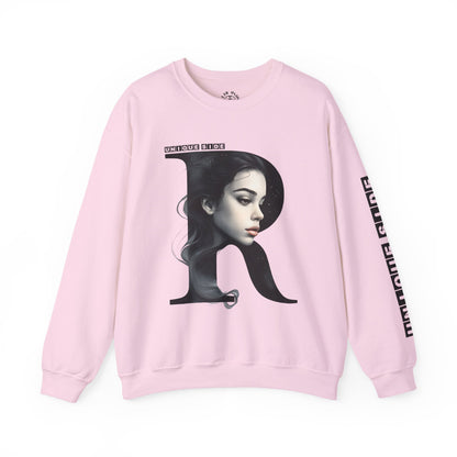 Letter R, Stylish Artistic Sweatshirt, Trendy Crewneck, Graphic Sweater, Cozy Unisex Top, Unique Gift for Art Lovers, Everyday Comfort