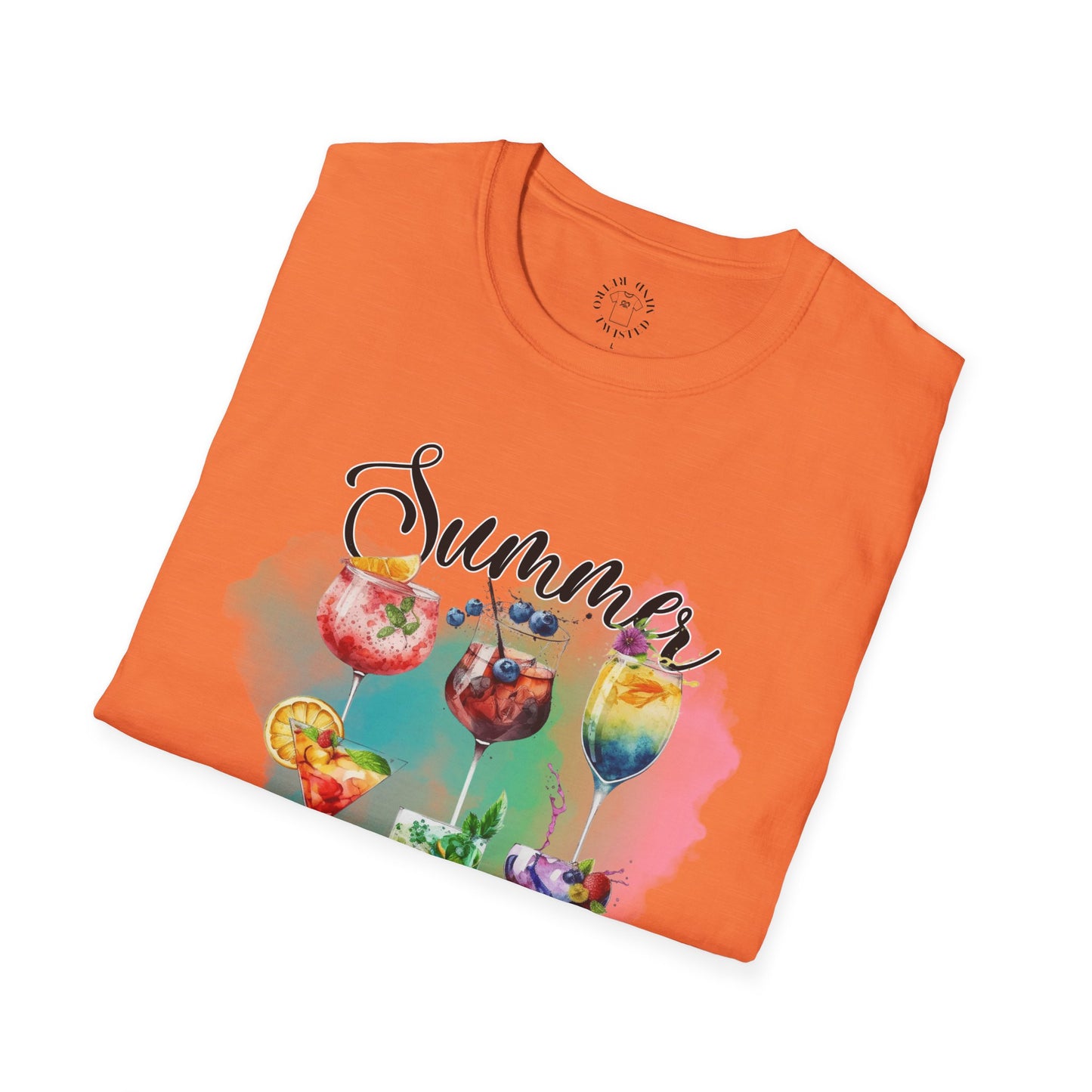 Summer Colors Cocktail T-Shirt, Unisex Tee, Fun Summer Wear, Gift for Cocktails Lovers, Beach Party Shirt, Vacation Top