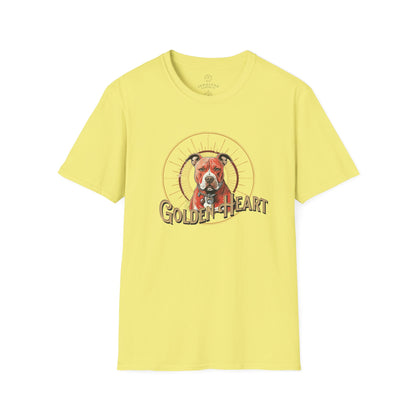 Golden Heart Dog Tee | Unisex Softstyle T-Shirt, Pet Lover Gift, Animal Adoption Awareness, Casual Wear, Dog Mom Apparel