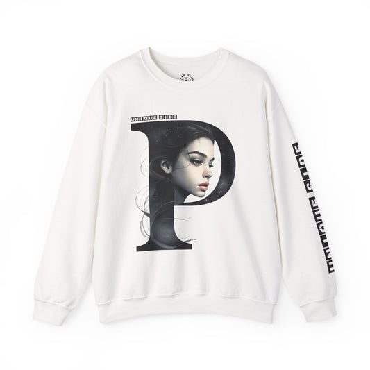 Letter P, Stylish Artistic Sweatshirt, Trendy Crewneck, Graphic Sweater, Cozy Unisex Top, Unique Gift for Art Lovers, Everyday Comfort