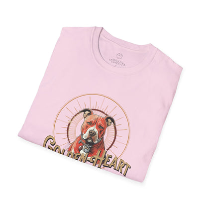 Golden Heart Dog Tee | Unisex Softstyle T-Shirt, Pet Lover Gift, Animal Adoption Awareness, Casual Wear, Dog Mom Apparel
