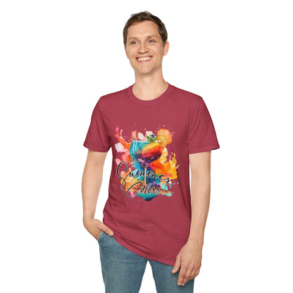 Colorful Artistic T-Shirt with Inspirational Design, Unisex Softstyle Tee, Gift for Art Lovers, Casual Wear, Birthday Gift Idea