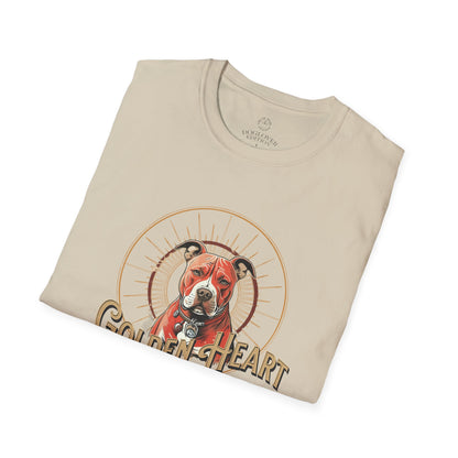 Golden Heart Dog Tee | Unisex Softstyle T-Shirt, Pet Lover Gift, Animal Adoption Awareness, Casual Wear, Dog Mom Apparel