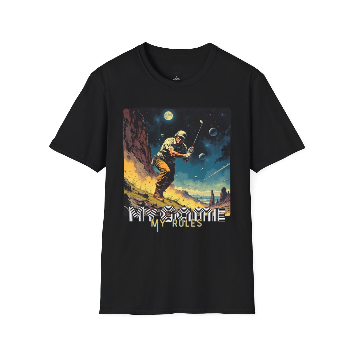 My Game, My Rules Unisex Softstyle T-Shirt - Retro Space Design, golf ,sport