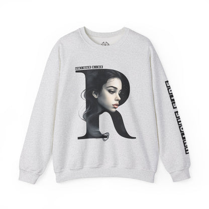 Letter R, Stylish Artistic Sweatshirt, Trendy Crewneck, Graphic Sweater, Cozy Unisex Top, Unique Gift for Art Lovers, Everyday Comfort
