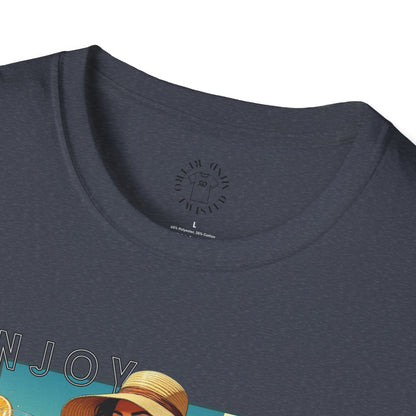 Enjoy Summer Vintage T-Shirt - Unisex Softstyle Tee for Beach Lovers