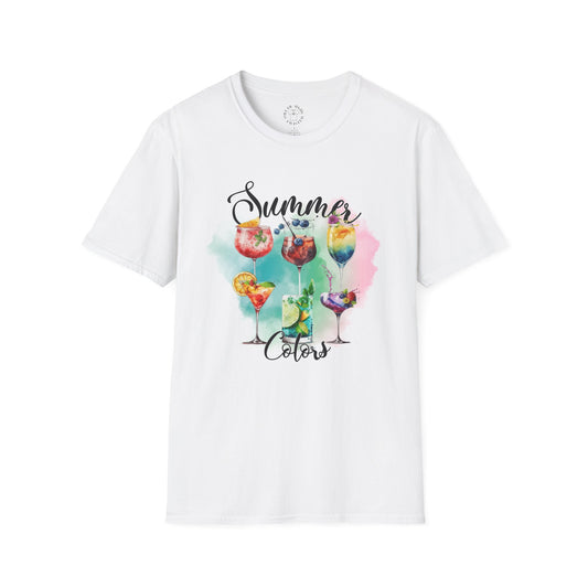Summer Colors Cocktail T-Shirt, Unisex Tee, Fun Summer Wear, Gift for Cocktails Lovers, Beach Party Shirt, Vacation Top