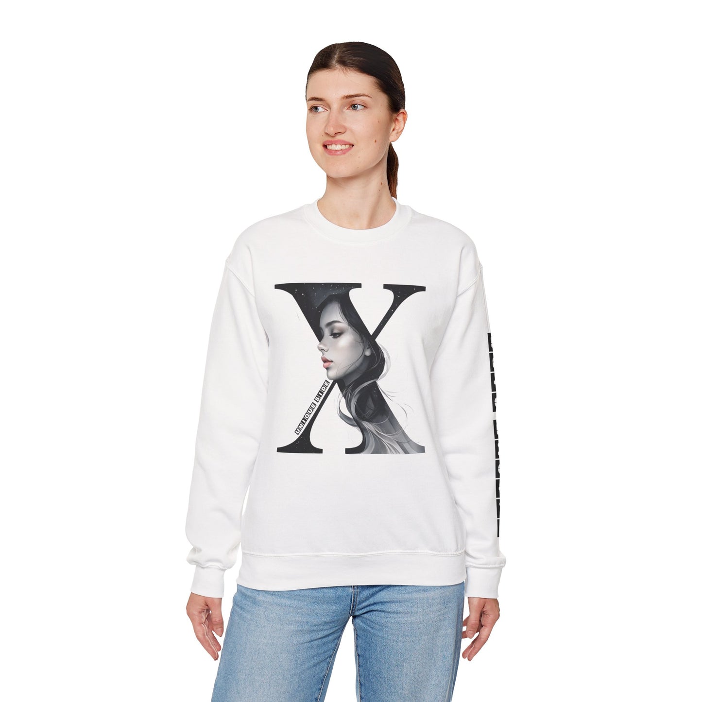 Letter X, Stylish Artistic Sweatshirt, Trendy Crewneck, Graphic Sweater, Cozy Unisex Top, Unique Gift for Art Lovers, Everyday Comfort
