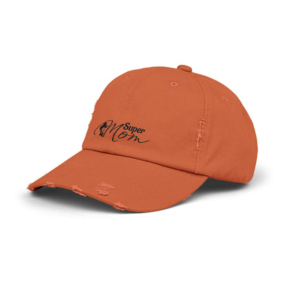 Super Mom Unisex Distressed Cap, Casual Hat for Moms, Gift for Mother's Day, Everyday Wear, Relaxed Style