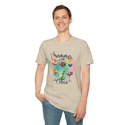 Summer Colors Cocktail T-Shirt, Unisex Tee, Fun Summer Wear, Gift for Cocktails Lovers, Beach Party Shirt, Vacation Top