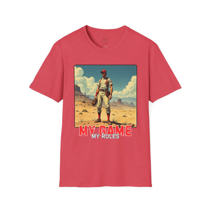 My Game My Rules Unisex Softstyle T-Shirt - Vintage Baseball Graphic Tee, sport, baseball