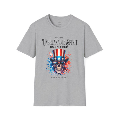Unisex Softstyle T-Shirt - Unbreakable Spirit Skull Design - Perfect for Independence Day