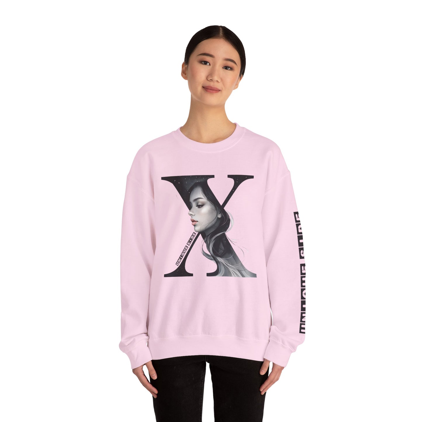 Letter X, Stylish Artistic Sweatshirt, Trendy Crewneck, Graphic Sweater, Cozy Unisex Top, Unique Gift for Art Lovers, Everyday Comfort