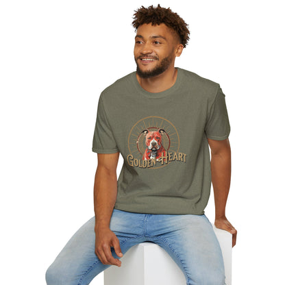 Golden Heart Dog Tee | Unisex Softstyle T-Shirt, Pet Lover Gift, Animal Adoption Awareness, Casual Wear, Dog Mom Apparel