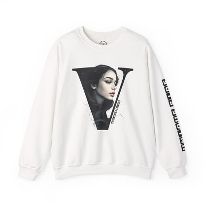 Letter V, Stylish Artistic Sweatshirt, Trendy Crewneck, Graphic Sweater, Cozy Unisex Top, Unique Gift for Art Lovers, Everyday Comfort