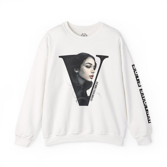 Letter V, Stylish Artistic Sweatshirt, Trendy Crewneck, Graphic Sweater, Cozy Unisex Top, Unique Gift for Art Lovers, Everyday Comfort