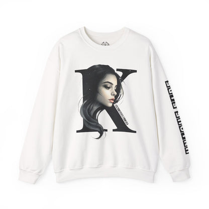 Letter K, Stylish Artistic Sweatshirt, Trendy Crewneck, Graphic Sweater, Cozy Unisex Top, Unique Gift for Art Lovers, Everyday Comfort