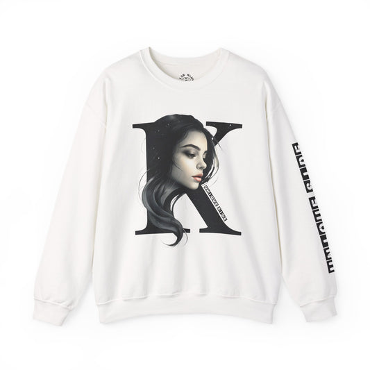 Letter K, Stylish Artistic Sweatshirt, Trendy Crewneck, Graphic Sweater, Cozy Unisex Top, Unique Gift for Art Lovers, Everyday Comfort