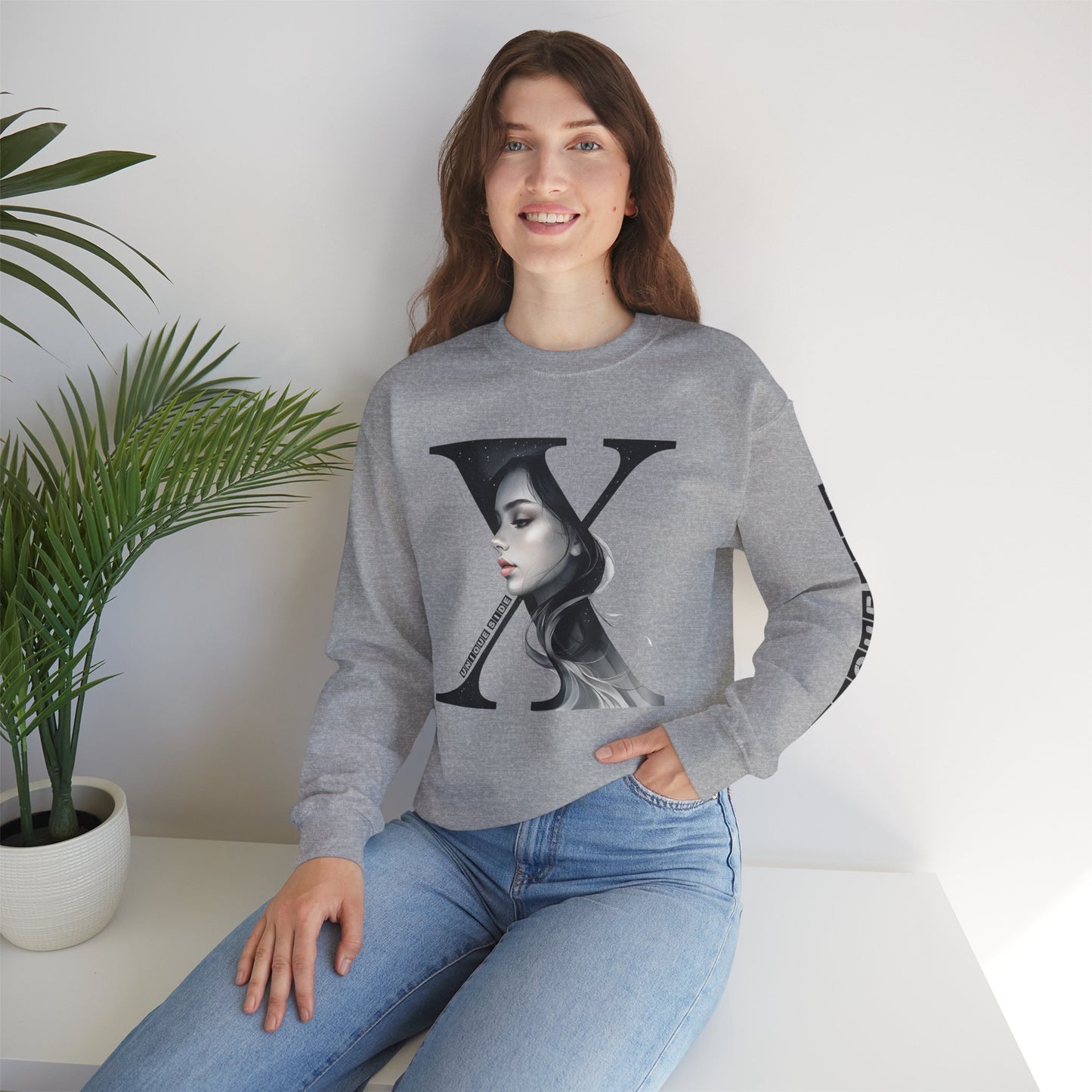 Letter X, Stylish Artistic Sweatshirt, Trendy Crewneck, Graphic Sweater, Cozy Unisex Top, Unique Gift for Art Lovers, Everyday Comfort