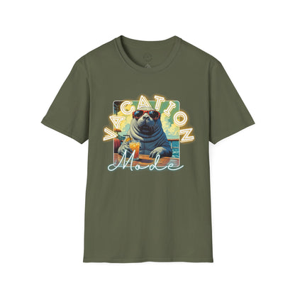 Vacation Mode Unisex T-Shirt - Fun Summer Beach Graphic Tee,manatee