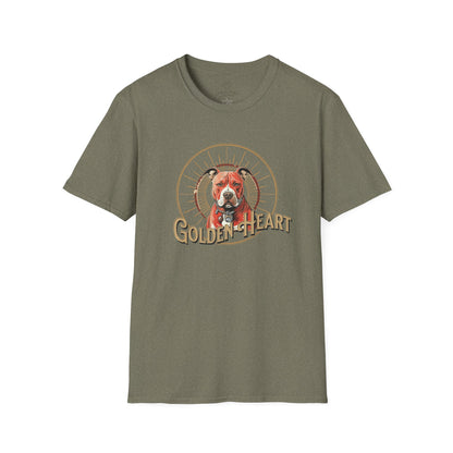 Golden Heart Dog Tee | Unisex Softstyle T-Shirt, Pet Lover Gift, Animal Adoption Awareness, Casual Wear, Dog Mom Apparel