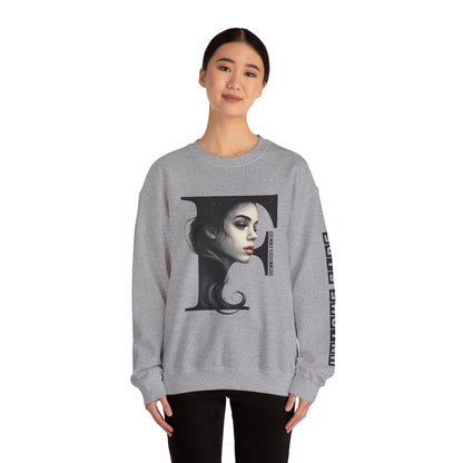 Letter F, Stylish Artistic Sweatshirt, Trendy Crewneck, Graphic Sweater, Cozy Unisex Top, Unique Gift for Art Lovers, Everyday Comfort