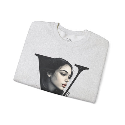 Letter V, Stylish Artistic Sweatshirt, Trendy Crewneck, Graphic Sweater, Cozy Unisex Top, Unique Gift for Art Lovers, Everyday Comfort