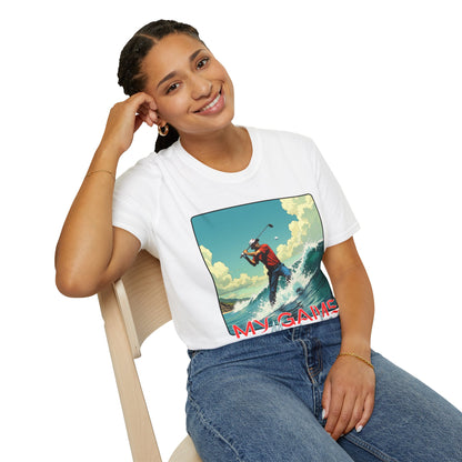 My Game Unisex Softstyle T-Shirt - Retro Golf Graphic Tee, golf, ocean,sport