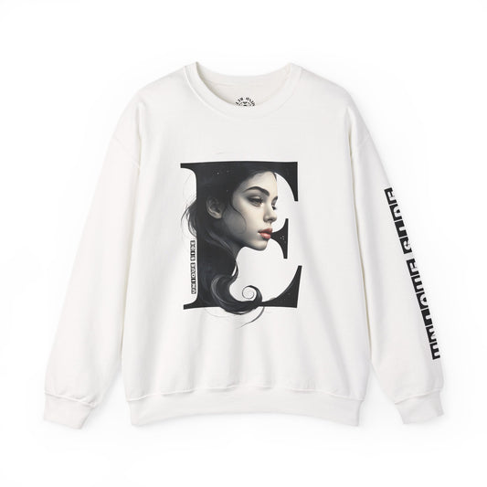 Letter E, Stylish Artistic Sweatshirt, Trendy Crewneck, Graphic Sweater, Cozy Unisex Top, Unique Gift for Art Lovers, Everyday Comfort
