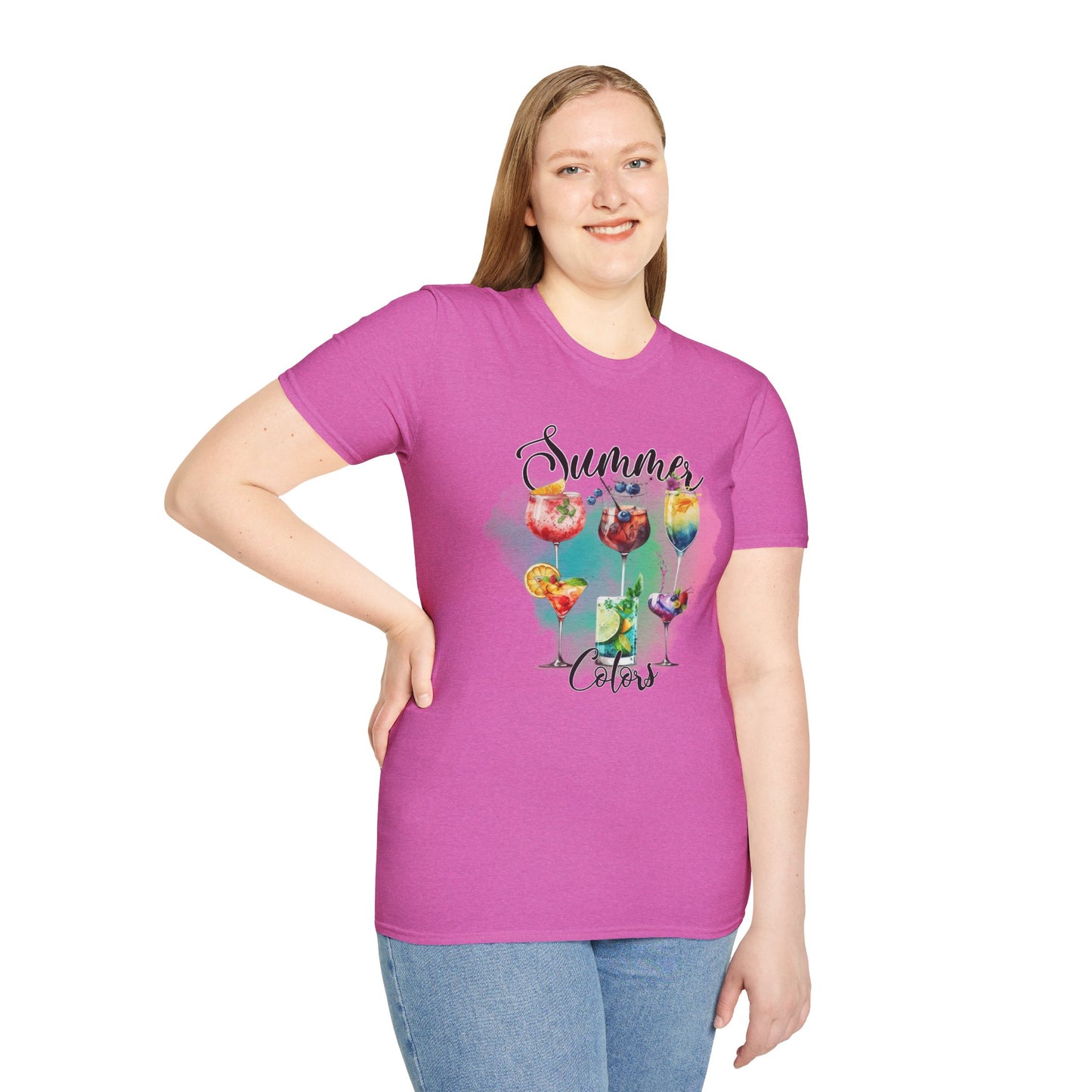 Summer Colors Cocktail T-Shirt, Unisex Tee, Fun Summer Wear, Gift for Cocktails Lovers, Beach Party Shirt, Vacation Top