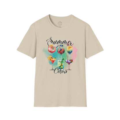 Summer Colors Cocktail T-Shirt, Unisex Tee, Fun Summer Wear, Gift for Cocktails Lovers, Beach Party Shirt, Vacation Top