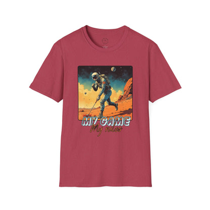 Vintage Space Explorer T-Shirt - 'My Game My Rules' golf, moon,sport