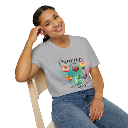 Summer Colors Cocktail T-Shirt, Unisex Tee, Fun Summer Wear, Gift for Cocktails Lovers, Beach Party Shirt, Vacation Top