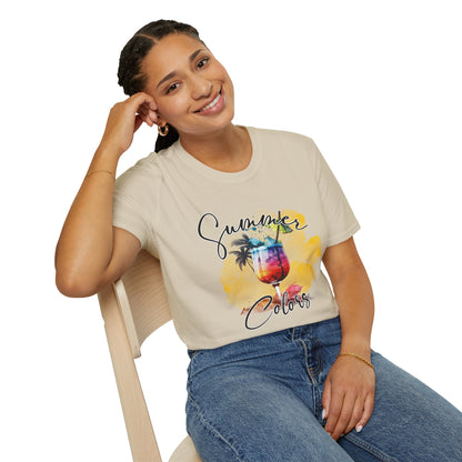 Summer Colors T-Shirt, Unisex Tee for Beach Days, Vacation Style, Summer Outing, Travel Shirt, Gift for Him/Her