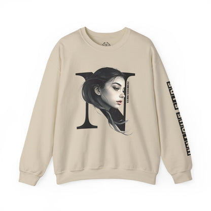 Letter N, Stylish Artistic Sweatshirt, Trendy Crewneck, Graphic Sweater, Cozy Unisex Top, Unique Gift for Art Lovers, Everyday Comfort