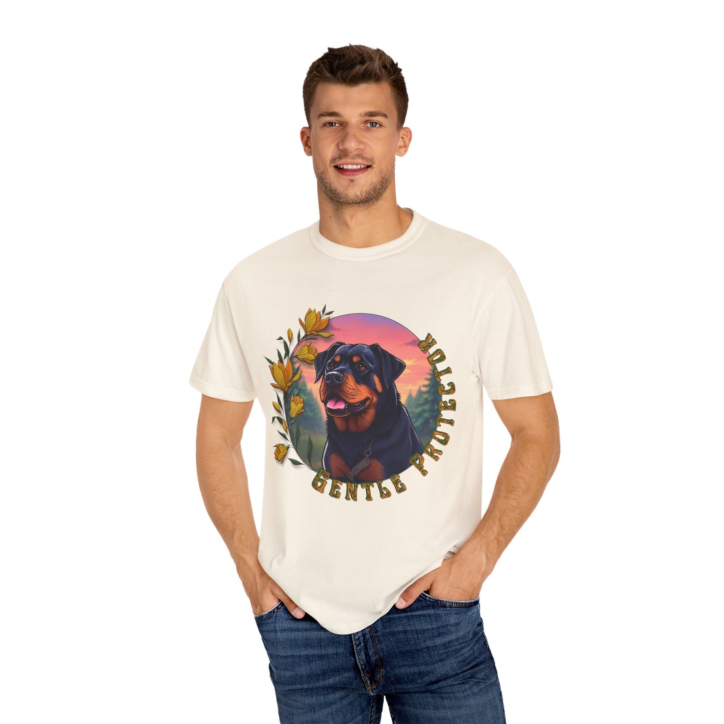 Gentle Protection Unisex Garment-Dyed T-shirt | Dog Lover Gift | Floral Design