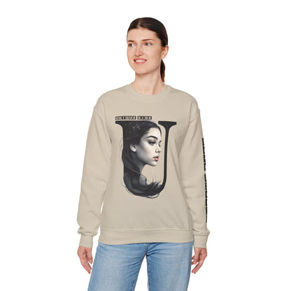 Letter U, Stylish Artistic Sweatshirt, Trendy Crewneck, Graphic Sweater, Cozy Unisex Top, Unique Gift for Art Lovers, Everyday Comfort