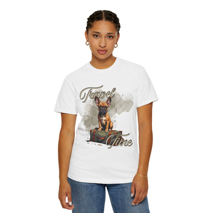 Travel Time Unisex Garment-Dyed T-Shirt - Perfect for Dog Lovers & Adventurers