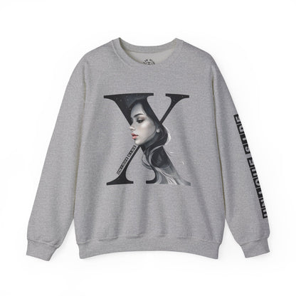 Letter X, Stylish Artistic Sweatshirt, Trendy Crewneck, Graphic Sweater, Cozy Unisex Top, Unique Gift for Art Lovers, Everyday Comfort