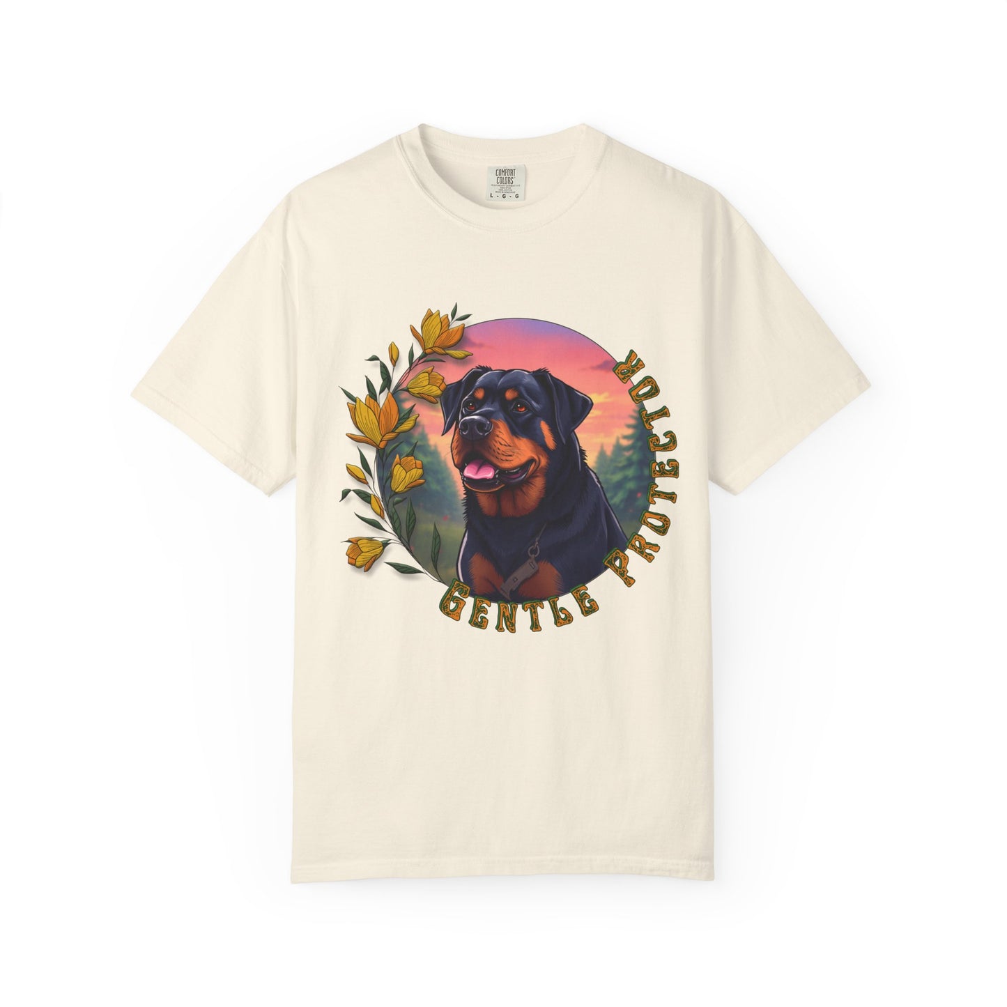Gentle Protection Unisex Garment-Dyed T-shirt | Dog Lover Gift | Floral Design