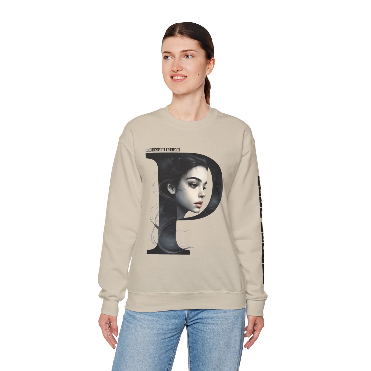 Letter P, Stylish Artistic Sweatshirt, Trendy Crewneck, Graphic Sweater, Cozy Unisex Top, Unique Gift for Art Lovers, Everyday Comfort