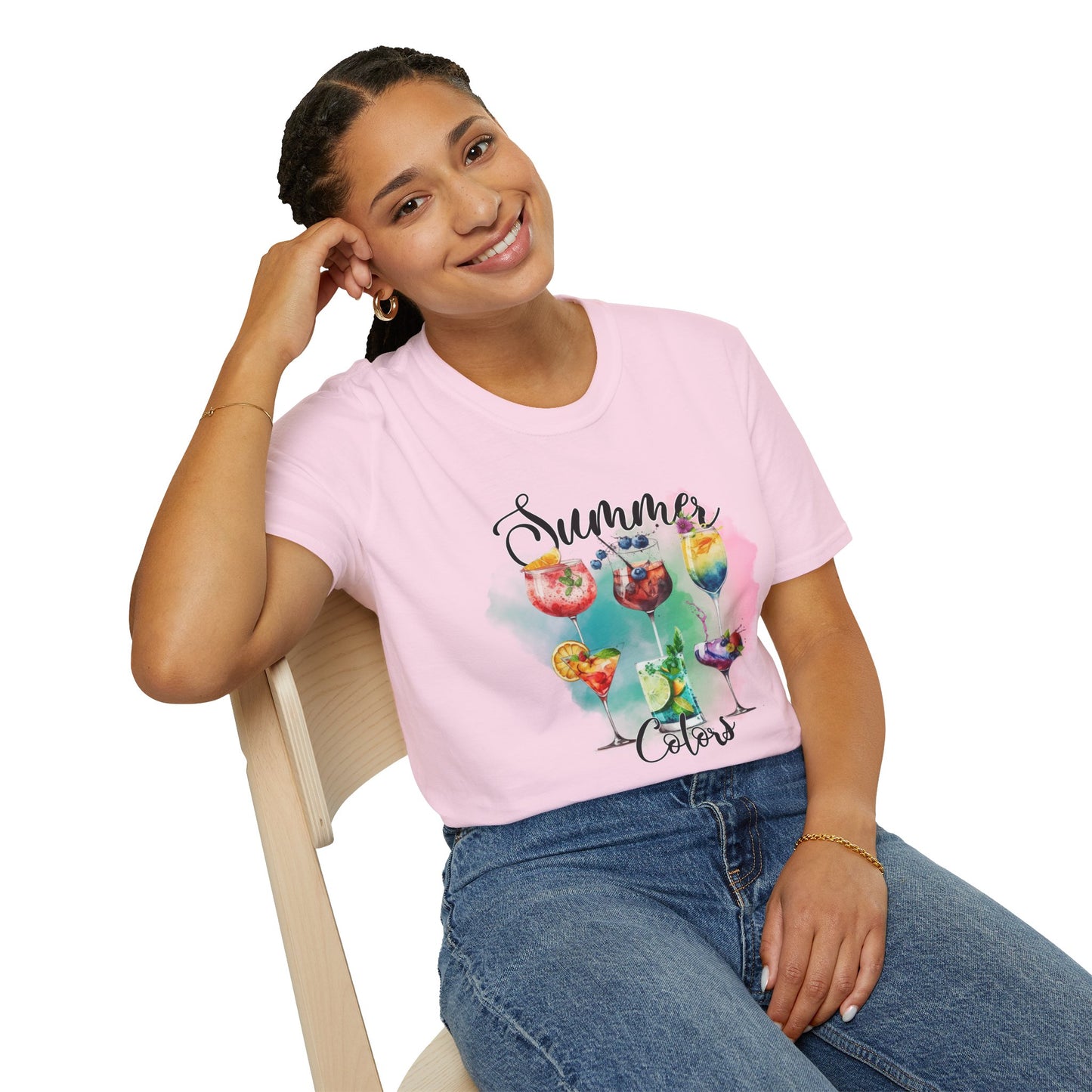 Summer Colors Cocktail T-Shirt, Unisex Tee, Fun Summer Wear, Gift for Cocktails Lovers, Beach Party Shirt, Vacation Top