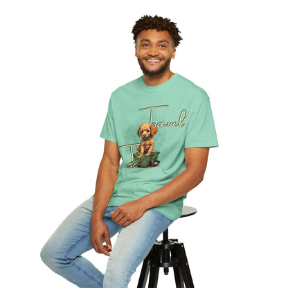 Travel Time Unisex T-Shirt - Perfect for Dog Lovers, Casual Wear, Traveling, Gift for Pet Owners, Adventure Apparel