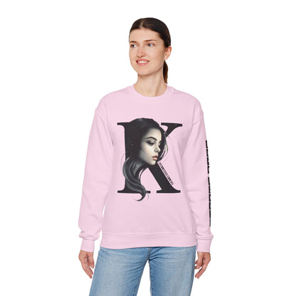 Letter K, Stylish Artistic Sweatshirt, Trendy Crewneck, Graphic Sweater, Cozy Unisex Top, Unique Gift for Art Lovers, Everyday Comfort
