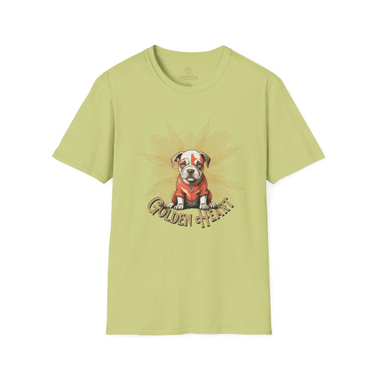 Golden Heart Dog Art Unisex T-Shirt, Animal Lover Gift, Pet Enthusiast Tee, Casual Wear, Birthday Gift, Cute Dog T-Shirt